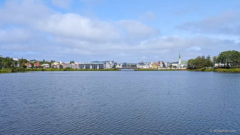 The Tj&ouml;rnin, a lake by City Hall, surrounded by sculptures