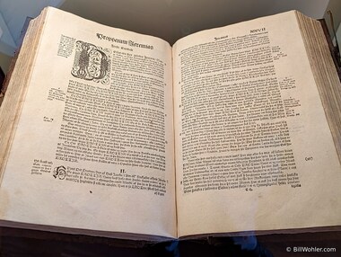 The first Icelandic bible, Gu&eth;brandsbibl&iacute;a (https://is.wikipedia.org/wiki/Gu%C3%B0brandsbibl%C3%ADa) from 1584 in the National Museum of Iceland