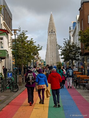 Lori, Sherry, and Dan are off to see the wizard on the yellow brick, er, the rainbow road leading to the Hallgr&iacute;mskirkja (https://en.wikipedia.org/wiki/Hallgr%C3%ADmskirkja) in Reykjavik