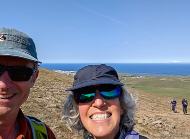 Lor and I enjoy our first steep climb