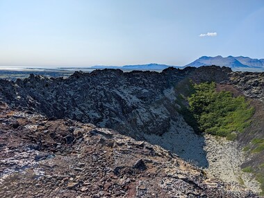 The rim of the Eldborg I Hnappadal, where the crater was formed when the volcano collapsed upon itself when the eruption stopped