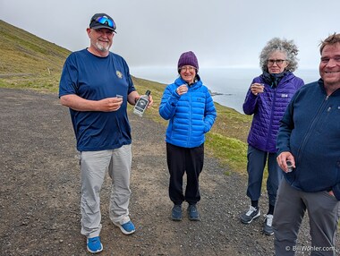J&oacute;n chose this moment at the northernmost part of the trip to share a bottle of Brenniv&iacute;n with us