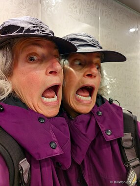 There was a mirror in the elevator and seven seconds of time to pass...