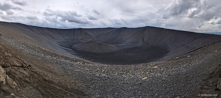 Our first view of the Hverfjall Crater, one of the largest tephra craters formed when magma encountered water resulting in a large explosion