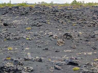 This ejecta from the eruption of the Hverfjall Crater is a mix of molten lava and ash