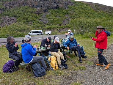 After the hike and over a beer, Dan quizzes David on cartoon physics