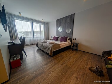 Our modern quarters in the Fosshotel H&uacute;sav&iacute;k (https://en.wikipedia.org/wiki/H%C3%BAsav%C3%ADk)
