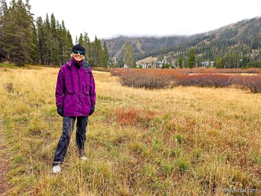 We hiked the Kirkwood Meadows Loop trail for the first time in the rain and Lori was ready to take on the elements