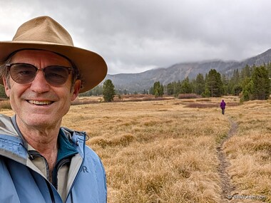 Bill takes a break while Lori charges on towards the Kirkwood Ski Resort