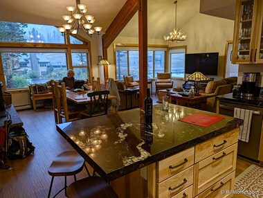 It's warm and bright inside, but it's raining cats and dogs outside