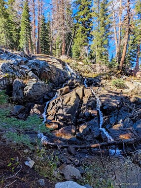 A small waterfall in Emigrant Creek looks more impressive in real life than in this photo