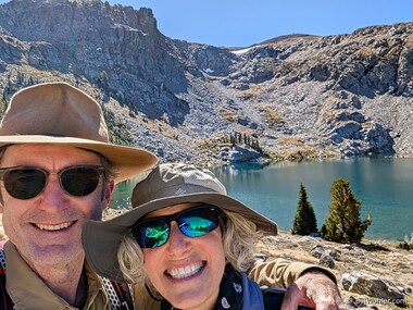 Lori and I above Emigrant Lake just before lunch