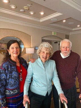 Sue Butler, Mom, and Eric Butler at mom's 100th