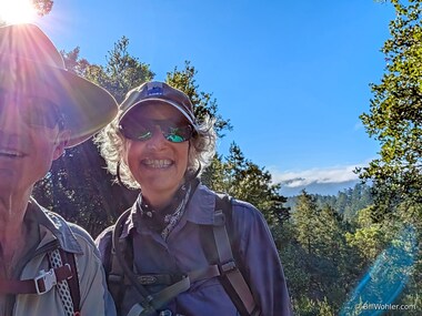 Lori and I emerge from the forest and find sun