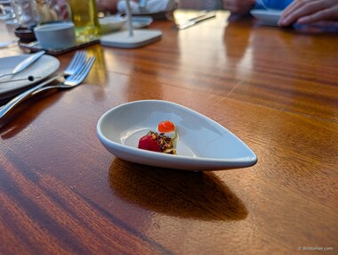 We had a delicious 5-course meal with wine pairings at Joe's Restaurant starting with this dainty opener.