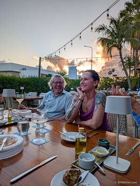 Steven and Michelle enjoy a joke while I enjoy another lovely sunset.
