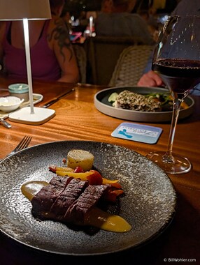 Looks like we had two fish dishes, two meat dishes, and a dessert, not pictured.