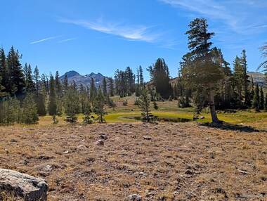A diminished Shep's Lake with Round Top and The Sisters in the distance