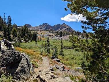 The mountain range behind Round Top Lake