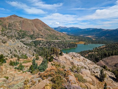 We started our hike from the Carson Pass trailhead. From behind Frog Lake, we could see Red Lake Peak and Red Lake.