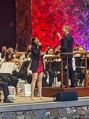 Lena Hall sings the James Bond themes with enthusiasm and many costume changes