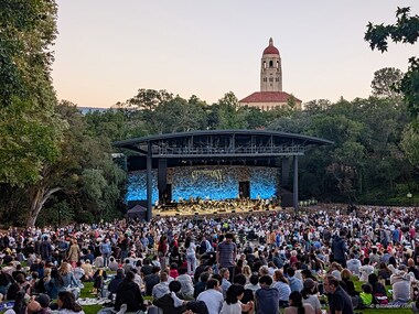 A lovely setting for the Frost Amphitheater with the Hoover Tower in the background