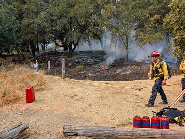 This side of the hill had already burned in the short time we were visiting yesterday's fire.