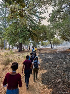 Our group continues down the trail along the black line.