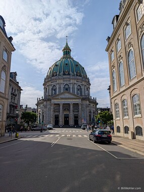 The Frederik's Church, locally known as the Marmorkirken or Marble Church, with its massive copper dome