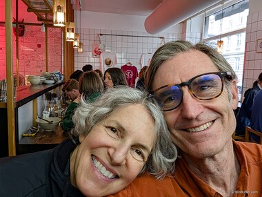 Lori and I catch a yummy dinner at the small and busy Slurp Ramen Joint.