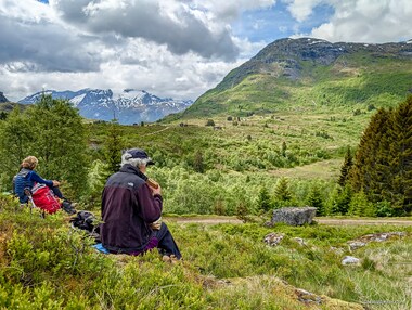 Donna and Lori enjoy their lunch and the views.