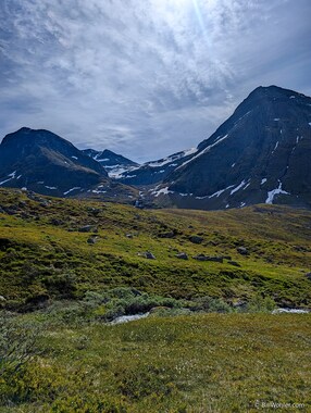 Our trail heads up over this glacial moraine.