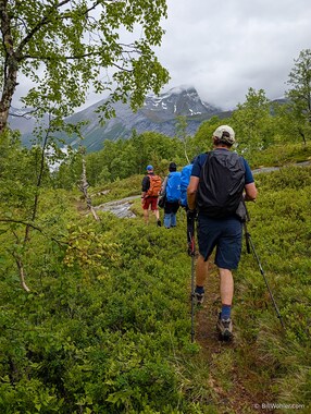 Stefano leads Donna, Cindy, and Ron along an alternate route back to the bus.